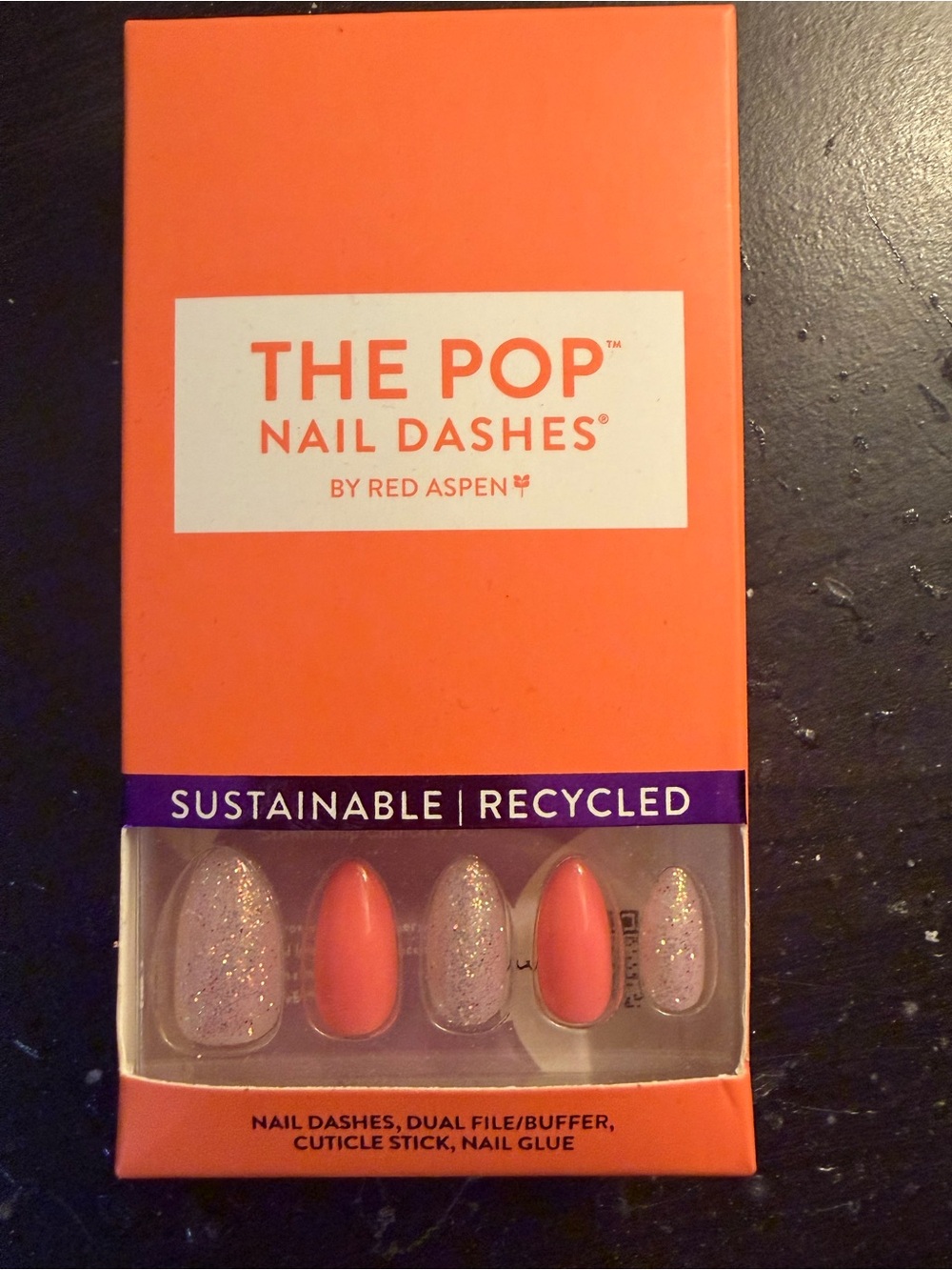 Red Aspen The Pop Nail Dashes Pink Glitter Press On Nails New